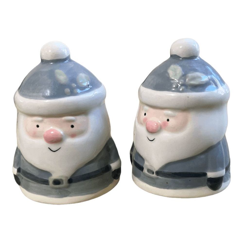 Hobby Lobby Christmas blue and white 2 piece Santa salt and pepper shaker set